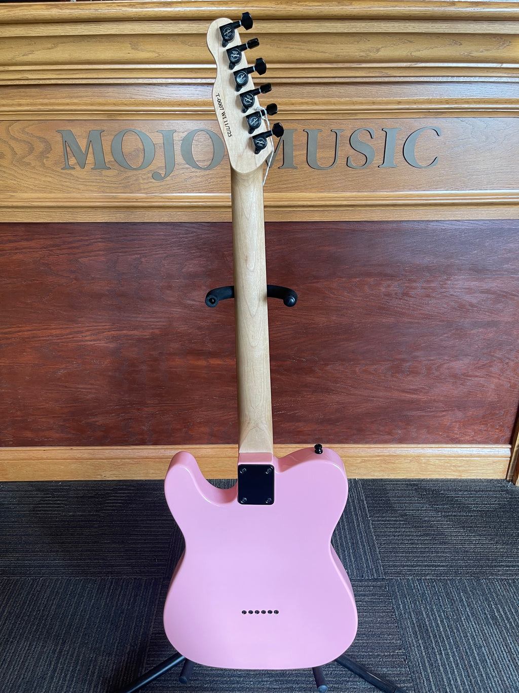 Trevis Custom T-Style Electric Guitar – Pink with Paw Print Inlays – New with Cosmetic Damage