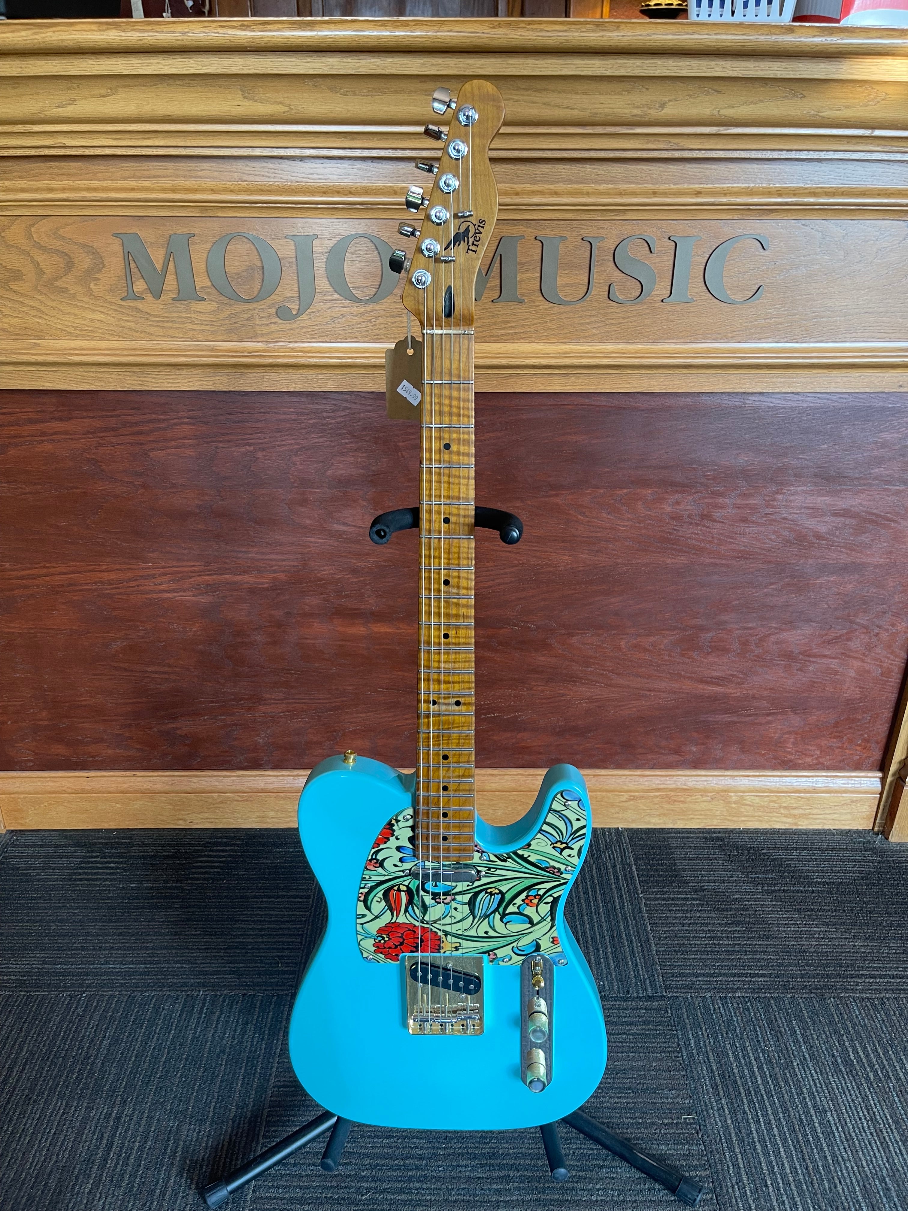 Trevis Custom T-Style Electric Guitar – Turquoise Blue – Mojo Music In-House Build