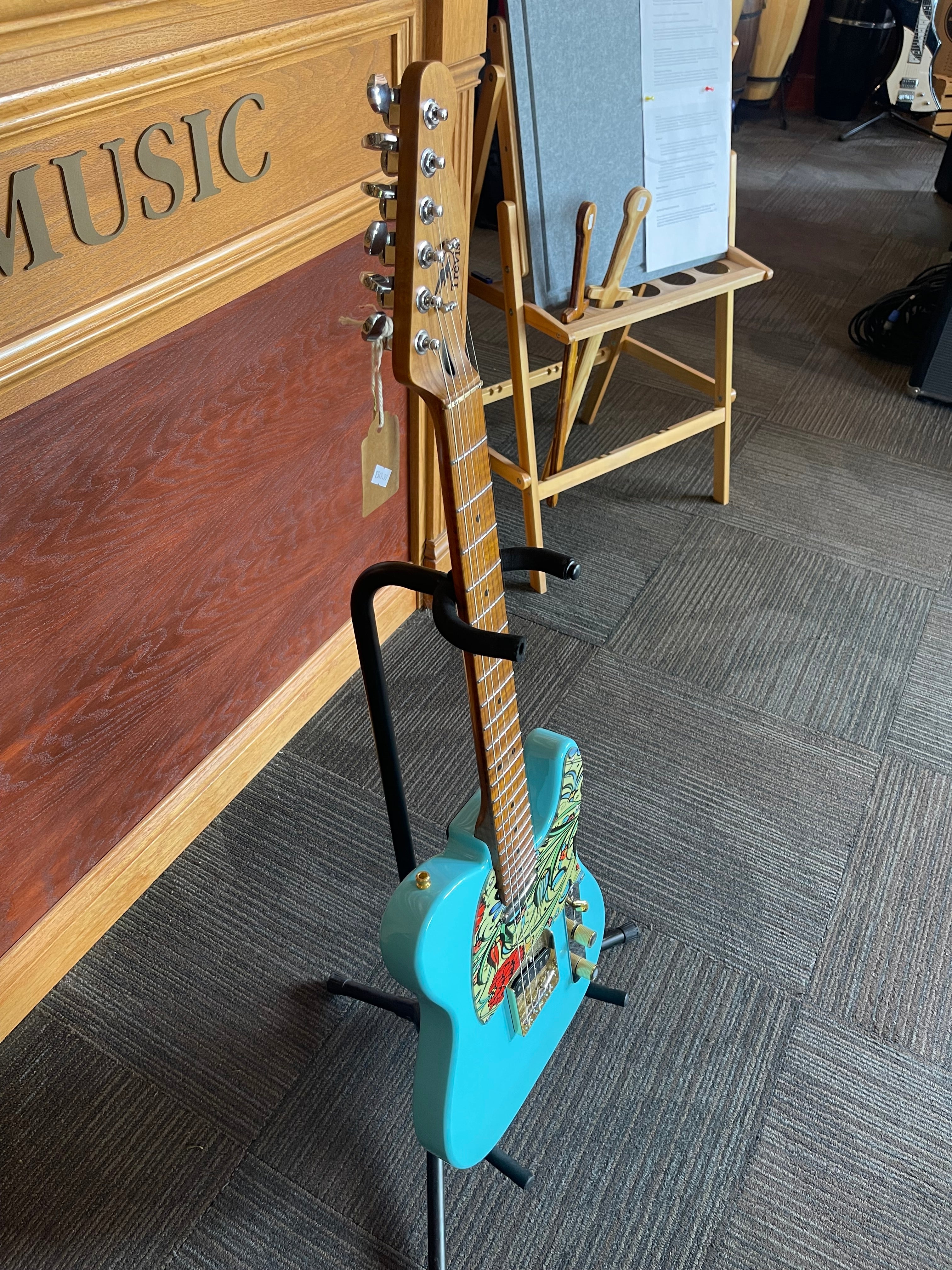 Trevis Custom T-Style Electric Guitar – Turquoise Blue – Mojo Music In-House Build