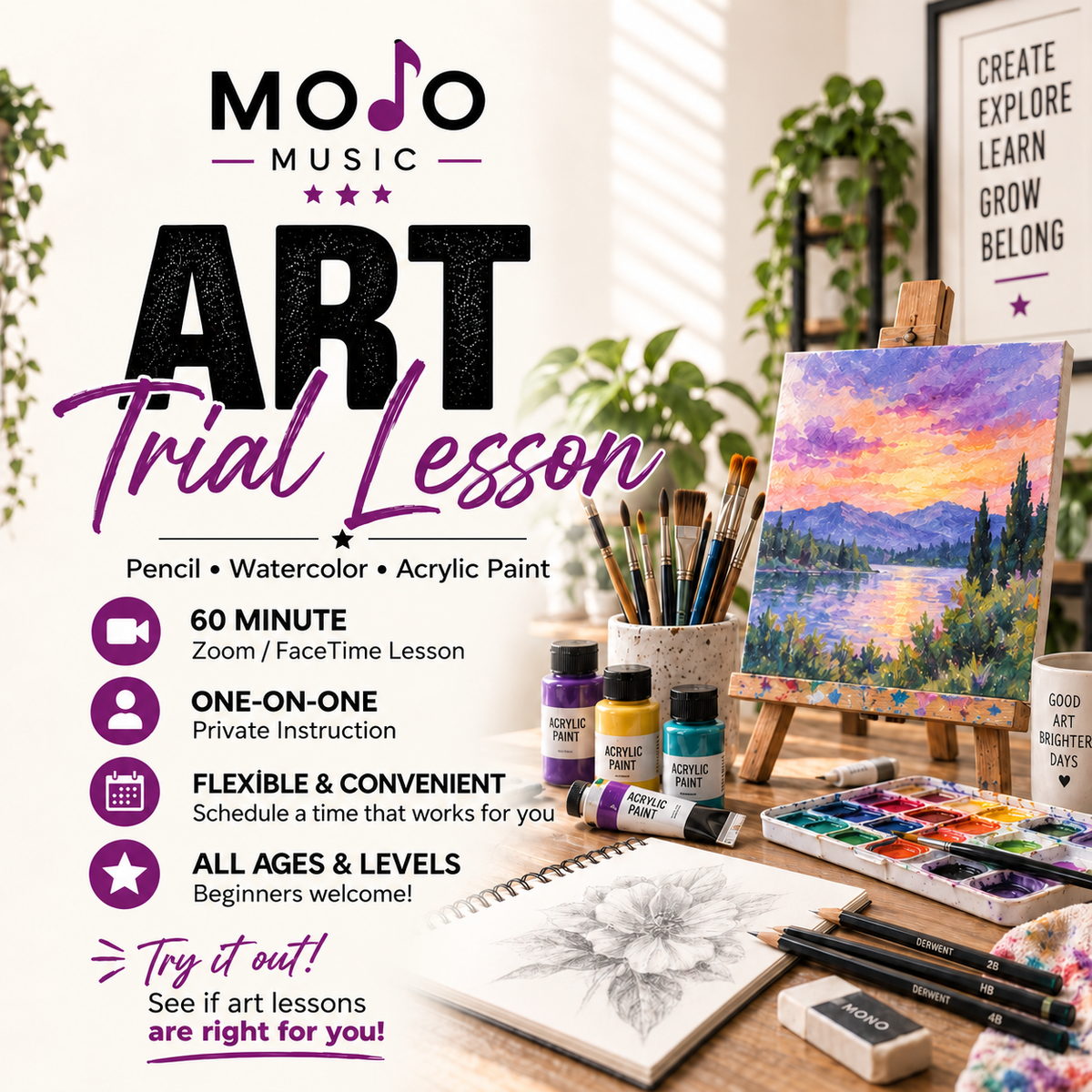 60-Minute Online Art Trial Lesson | One-on-One Zoom or FaceTime
