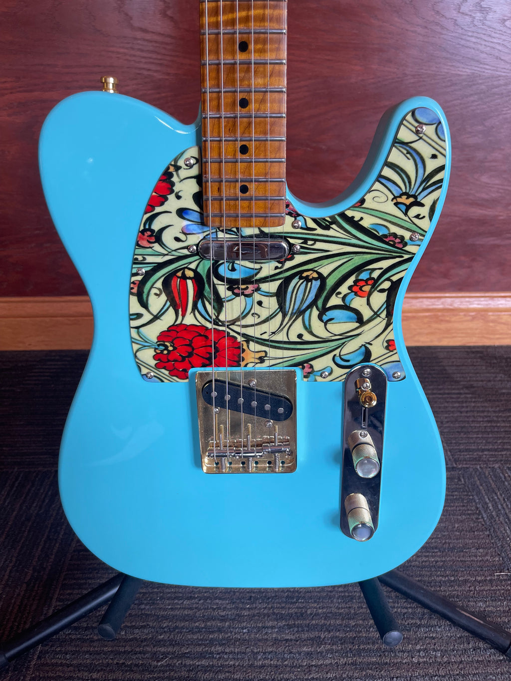 Trevis Custom T-Style Electric Guitar – Turquoise Blue – Mojo Music In-House Build